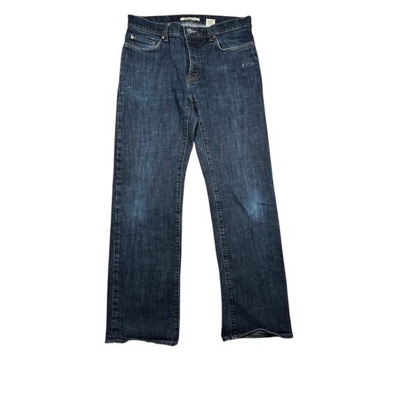 John Varvatos USA Patch Sz 32x28 (Fit 30x28) Dark Wash Straight Jeans Button Fly - Picture 1 of 10